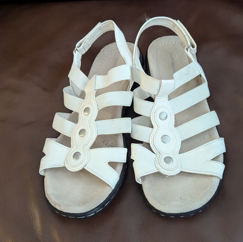 Croft Barrow White Strappy Sandals Size 9